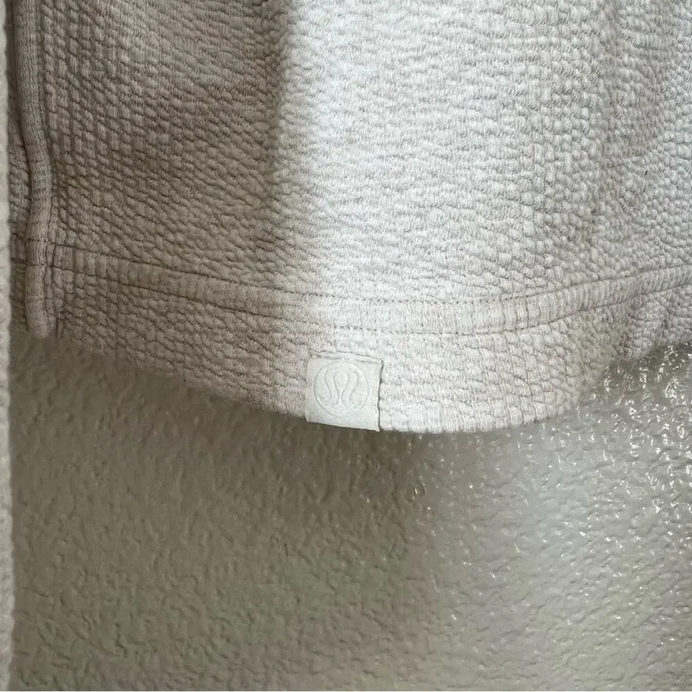 Lululemon Ribbed Funnel Neck Pullover Heathered White Opal Cropped